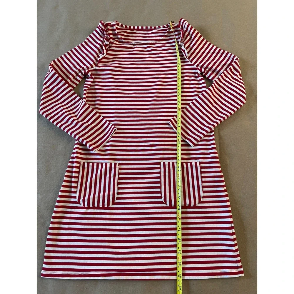 Lands End Dress Girls Size Medium Red and White Stripes Tunic Vacation Holiday